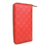 Ssima Leather Wallet Zip Around Travel Clutch 321117 Coral Red