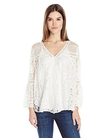 MultiLace Bell Sleeve Top, Cream, S