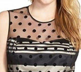 PlusSize Sleeveless Dot Overlay Fit And Flare, Black, 18W