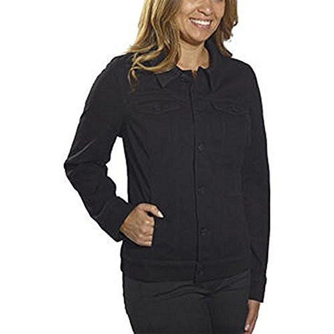 Gloria Vanderbilt Roxy Knit Denim Jacket Black Rinse Large