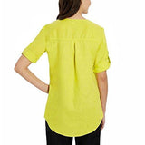 Ladies Roll Tab Linen Tunic Assorted Colors Medium, Limeade