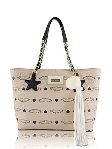 Betsey Johnson Star Stud Hanging Tassel Tote Shoulder Handbag Sand