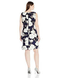 Taylor Dresses Plus Size Moonlight Rose Stretch Crepe Sheath Dress, Navy Grey/Black, 18W