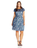 Eliza J Plus Size Cap Sleeve Lace Dress, Navy, 18W