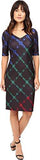 Taylor Dresses Long And Lean Plaid Scuba Sheath Dress, Black Emerald, 8
