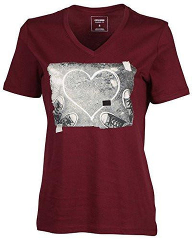 Converse Photo Heart Chucks Vneck Tshirtburgundyxl