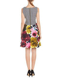 Taylor Dresses Mixed Print Fit And Flare Dress, Navy Ivory, 12