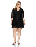 Lace Faux Wrap DressPlus Size, Black, 16W