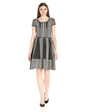 Taylor Dresses Short Sleeve Sweater Dress, Charcoal/Cream, Medium