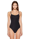One Piece Swimsuit With Mesh Star Inset, Black, M