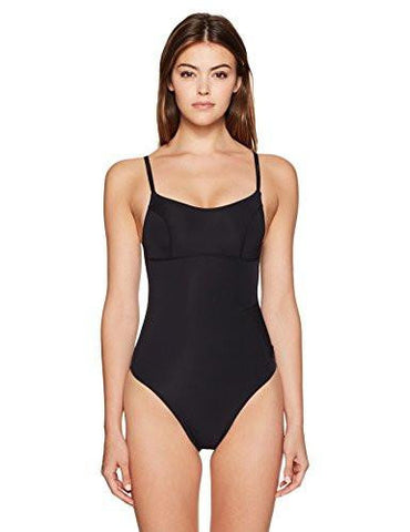One Piece Swimsuit With Mesh Star Inset, Black, M