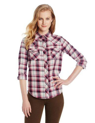 Relaxed Western Plaid Shirt, Rose Bud, Medium