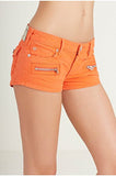 Joey Zip Denim Shorts 25, Orange