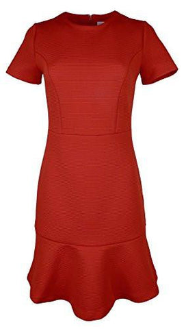 Michael Kors Short Sleeve Ribbedknit Flounce Dressrb2