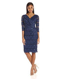 Jessica Howard Side Tucked Lace Sheath, Navy, 16