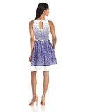 Sleeveless Polka Dot Fit And Flare Dress, Blue/White, 14