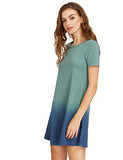 Romwe Tunic Swing Tshirt Dress Short Sleeve Tie Dye Ombre Dress Multicolor M