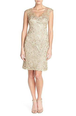 Open Back Lace Sheath Cocktail Evening Dress