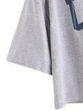 Sweatyrocks Letter Print Crop Tops Summer Short Sleeve Tshirt Grey M