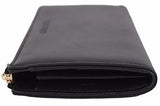 Black Calf Leather Logo Zip Around Wallet