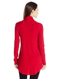 Cowl Neck Rib Top, Red, L