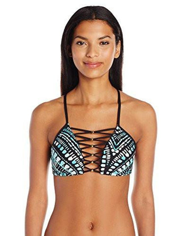 Kenneth Cole York Desert Romance High Neck Cropped Bikini Top Aquamarine L