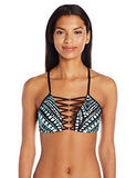 Kenneth Cole York Desert Romance High Neck Cropped Bikini Top Aquamarine L