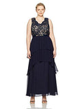 Plus Size VNeck Sleeveless Gown, Navy, 14W