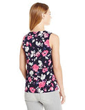 Ellen Tracy Size V Neck Folded Hem Shell, Artisan Floral Tulip, Petite Large