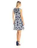 Taylor Dresses Mirror Print Fit And Glare Scuba, Navy Ivory, 12
