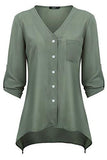 Creti Fashion Vneck Long Sleeve Chiffon Blouse Top Shirts