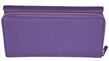 Leather Large Zip Around Continental Wallet Purple