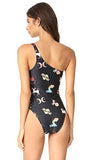 One Shoulder Maillot Swimsuit, Shimmer Zodiac Print, L