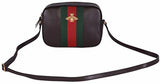 Leather Red Green Web Bee Crossbody Handbag Brown