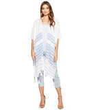 Multi Stripe Ruana With Beads Denim One Size