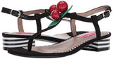 Betsey Johnson Cherry Flat Sandal, Black, 9 M Us