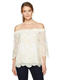 OffTheShoulder Embroidery Top, Cream, Xs