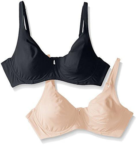 2 Pack Soft Lined Underwire Bra, Sun Beige/Black, 38C