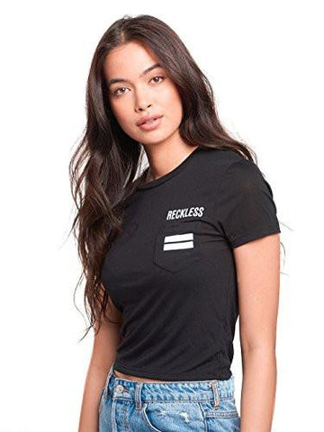 Sunrise Tide Crop Pocket Tee Black M Tops Tees Black