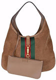 Soft Suede Red Green Web Stripe Jackie Hobo Handbag