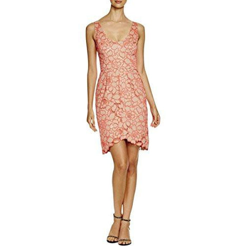 Kruze Lace Overlay Hilow Casual Dress Red 6