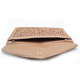 Orfila Flower Hollow Out Clutch Envelope Chain Shoulder Bag Handbag Color Beige