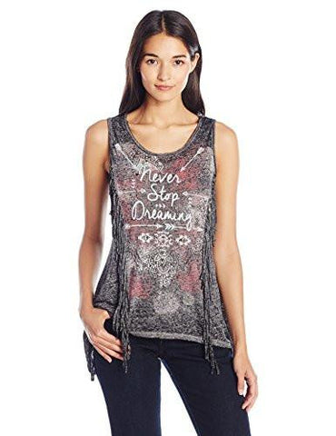 Tank With Crochet At Center Back, Charcoal Grey, Xl