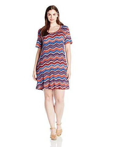 Plus Size Wavy TShirt Dress, Print, 0X