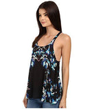 Free People Boarder Print Surplice Back Cami Dark Night Combo Shirt