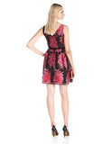 Taylor Dresses Shantung Burnout Floral Fit And Flare Dress, Crimson Cherry, 8