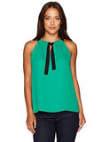 Ellen Tracy Solid Tie Neck Halter, Palm, Petite XLarge
