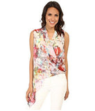 Karen Kane Watercolor Asymmetrical Hem Top Print Blouse