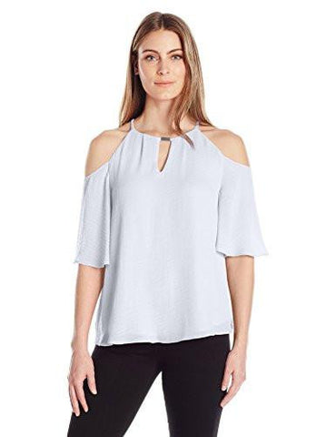 Cold Shoulder Halter, White, M
