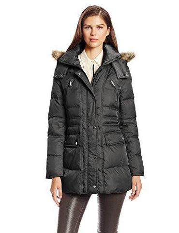 Kenneth Cole New York Matte Satin Short Down Coat Black Xsmall